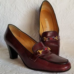 GUCCI women's pump loafers burgundy  leather  horse bit